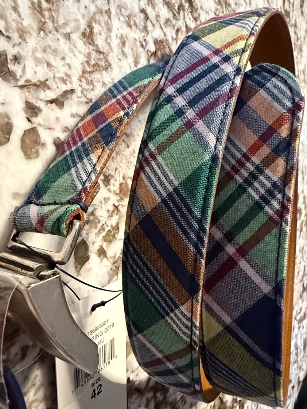 Polo Golf Ralph Lauren Men's Plaid Golf Belt Size 42 NWT Multicolor Leather